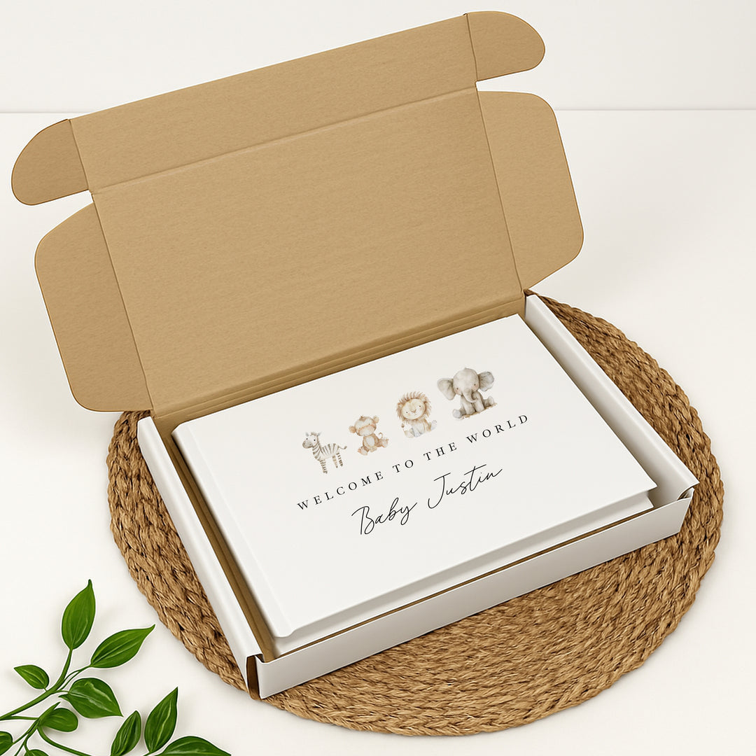 Personalised Watercolour Safari Baby Shower Guest Book | A4 Sign