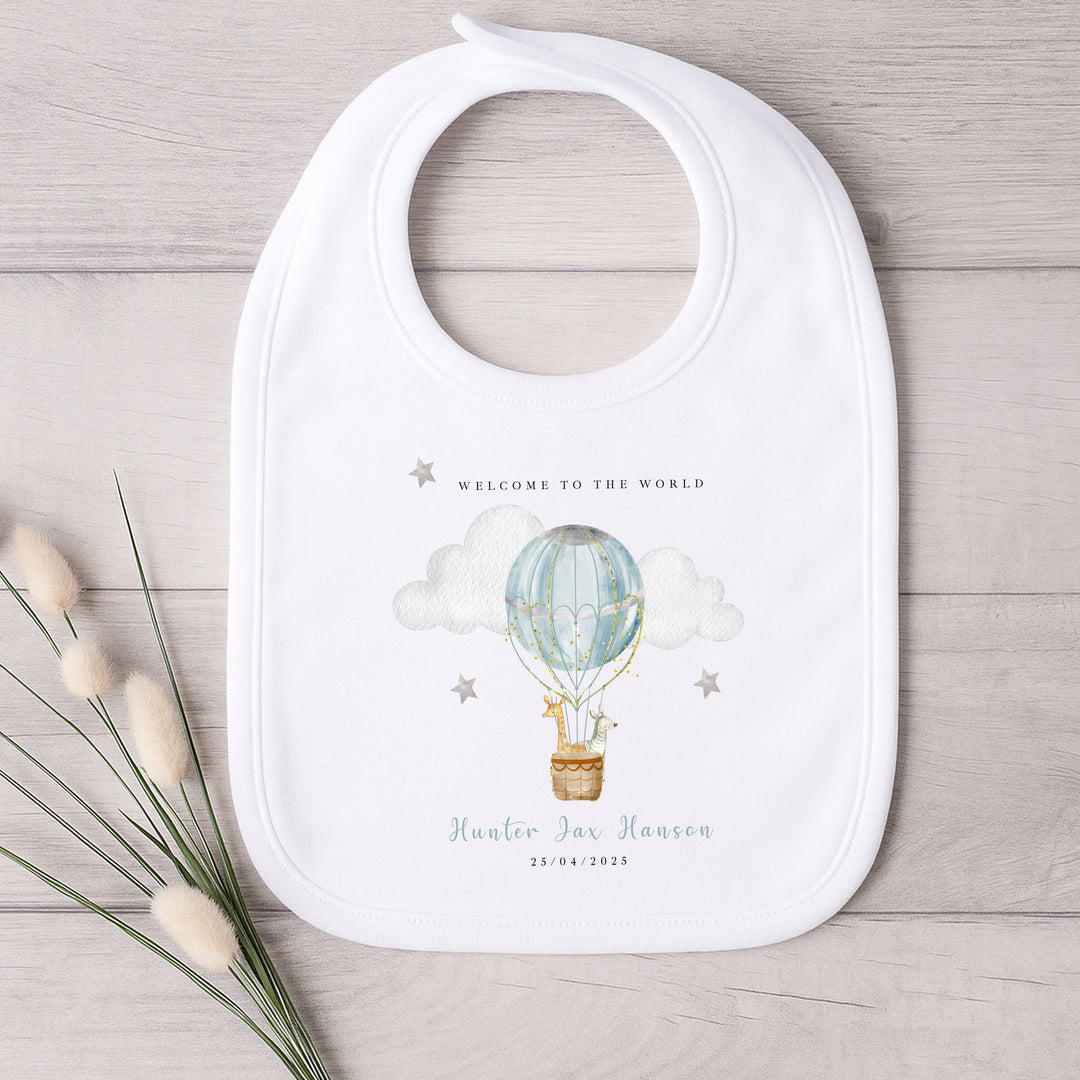 Personalised Blue Hotair Balloon Babygrow/Vest
