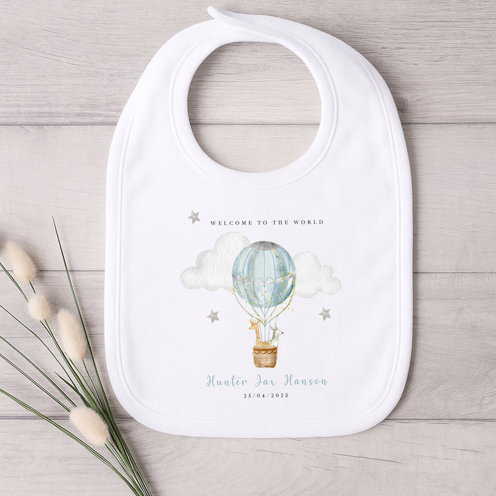 Personalised Blue Hotair Balloon Babygrow/Vest