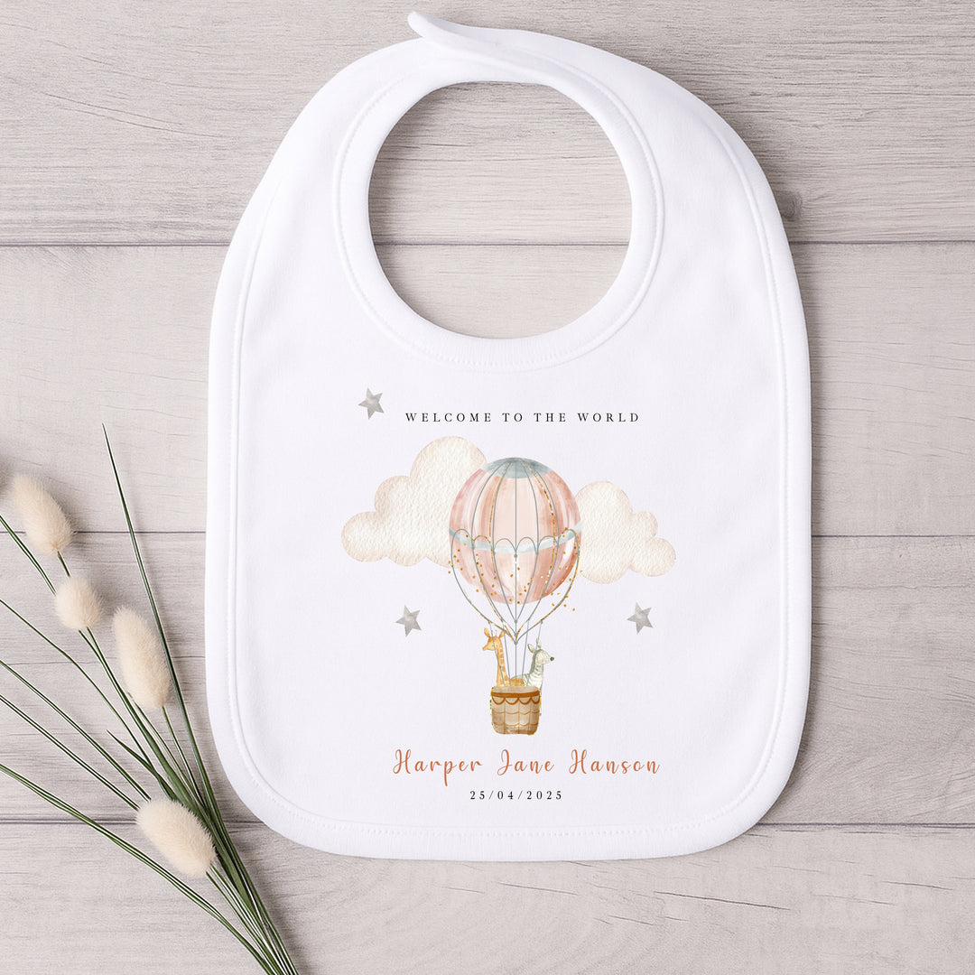Personalised Pink Hotair Balloon Babygrow/Vest