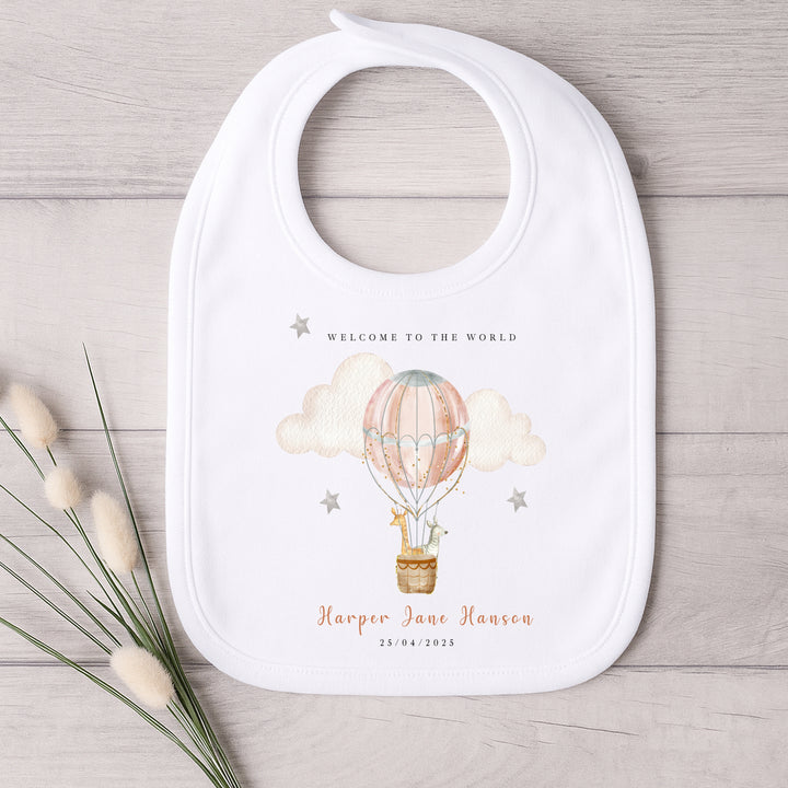 Personalised Pink Hotair Balloon Babygrow/Vest