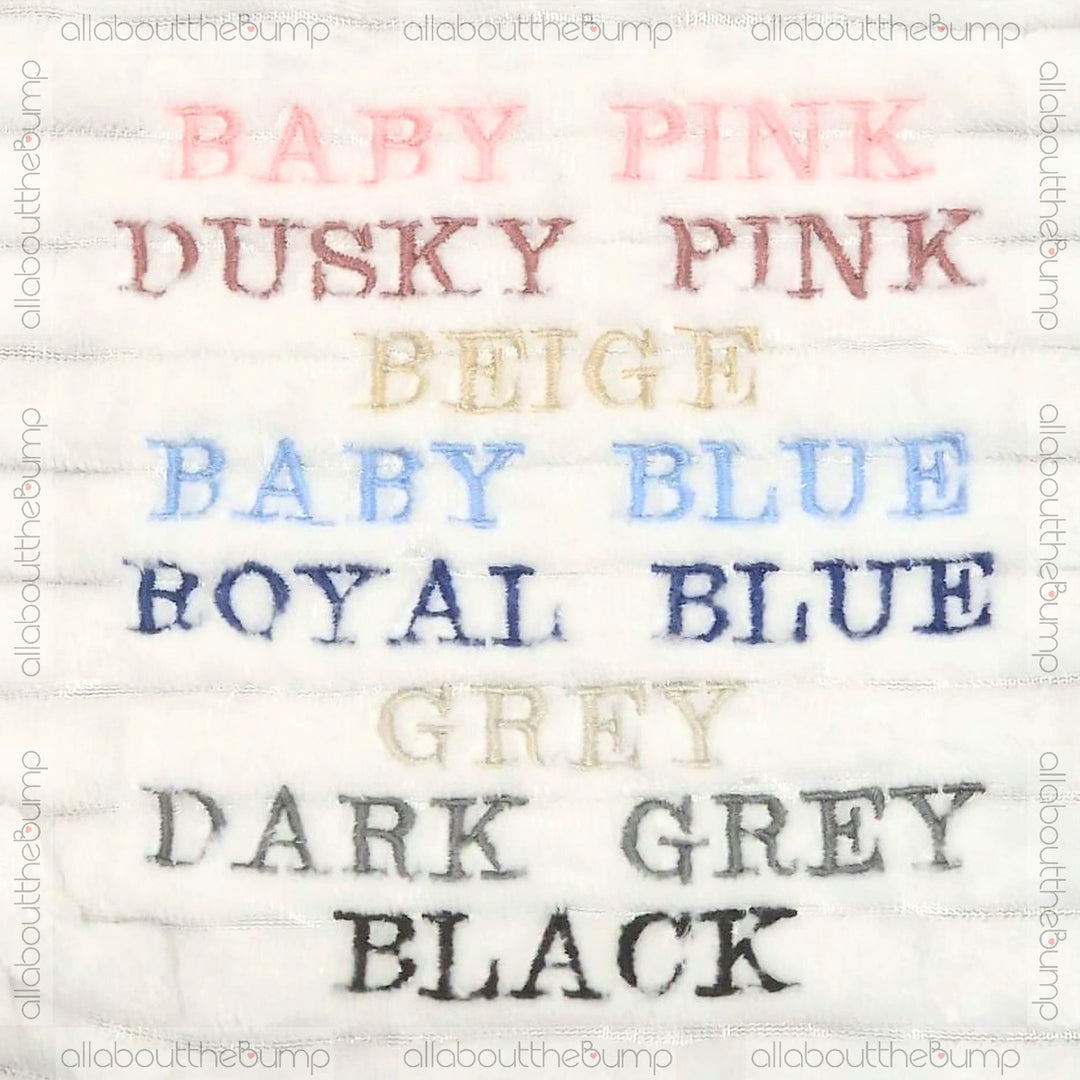 Personalised Embroidered Dusty Blue Knitted Pompom Blanket