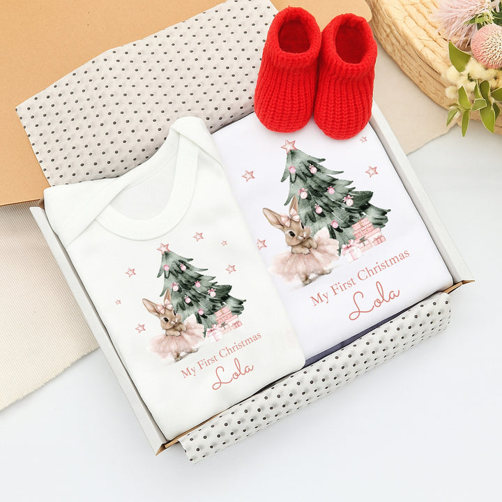 Personalised Pink Ballerina My First Christmas Gift Set
