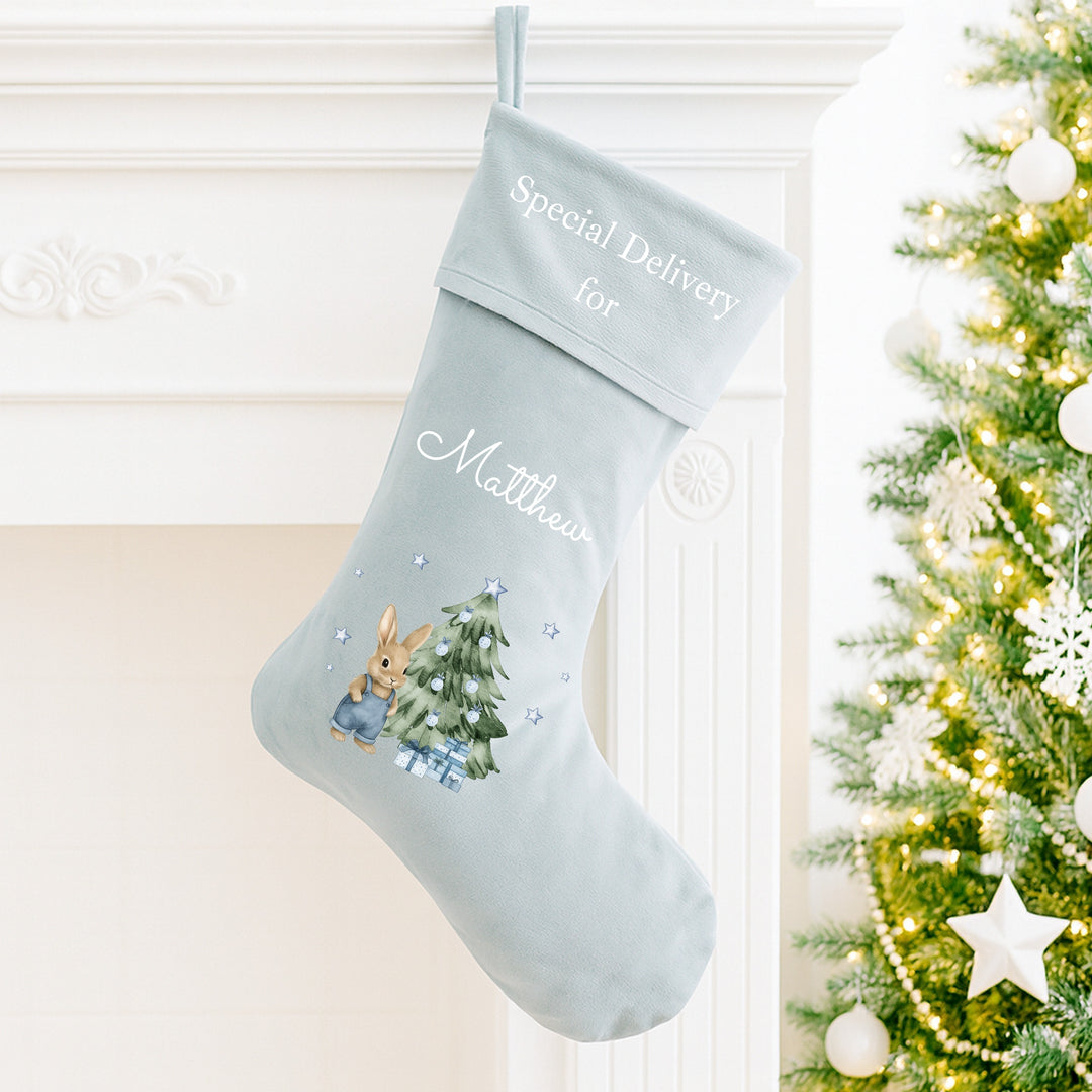 Personalised Blue Bunny Santa Sack or Stocking