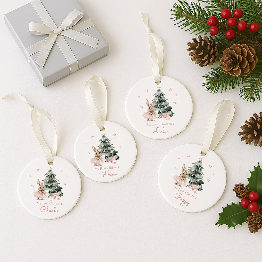 Personalised Ballerina Bunny Christmas Bauble