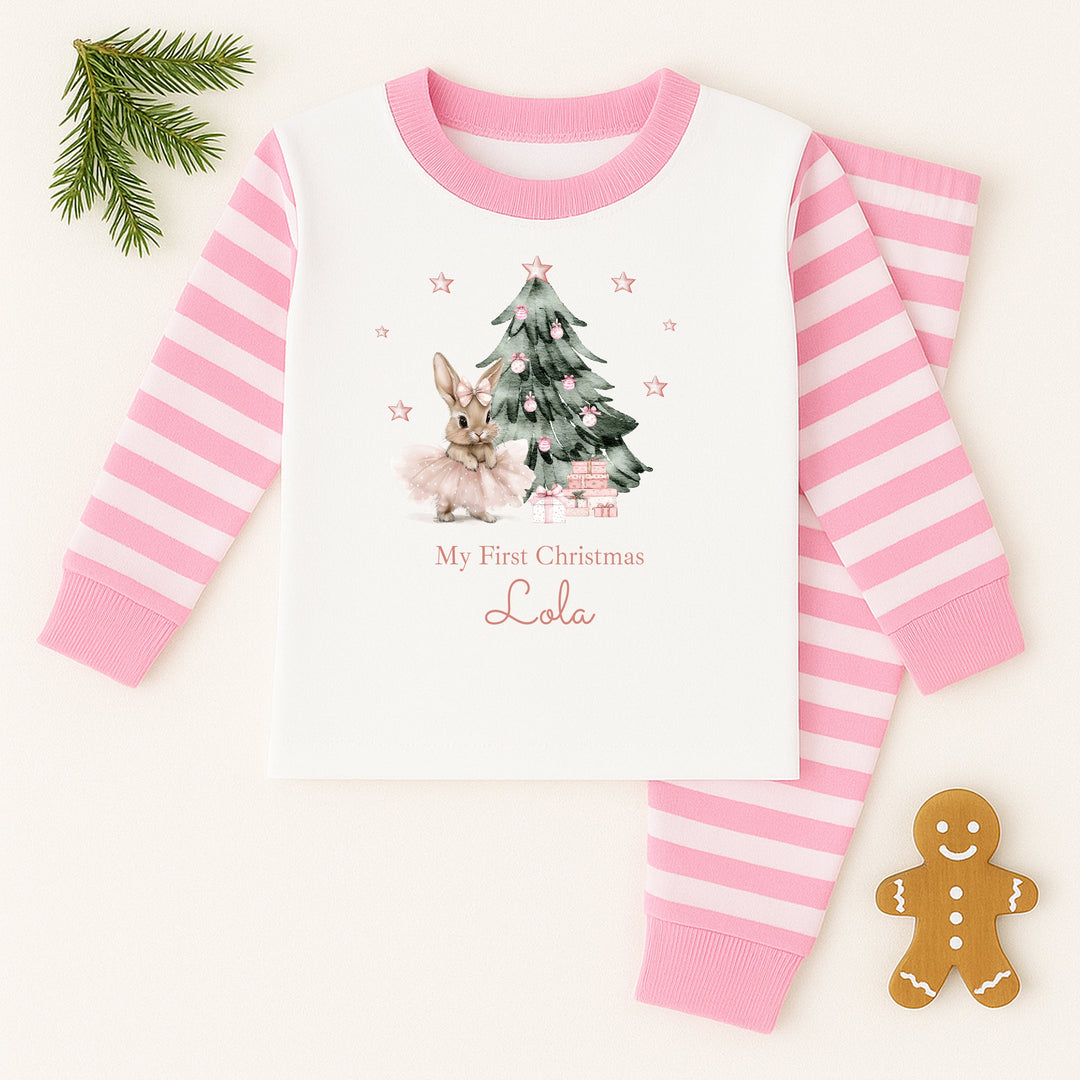Personalised Pink Ballerina Bunny Christmas Pyjamas