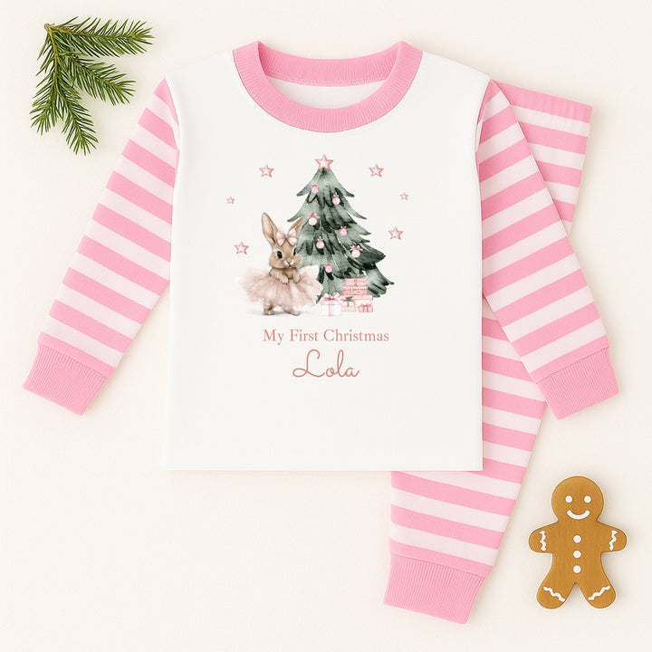 Personalised Pink Ballerina Bunny Christmas Pyjamas