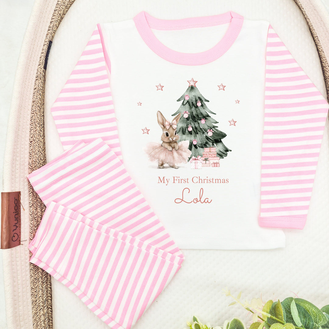 Personalised Pink Ballerina Bunny Christmas Pyjamas