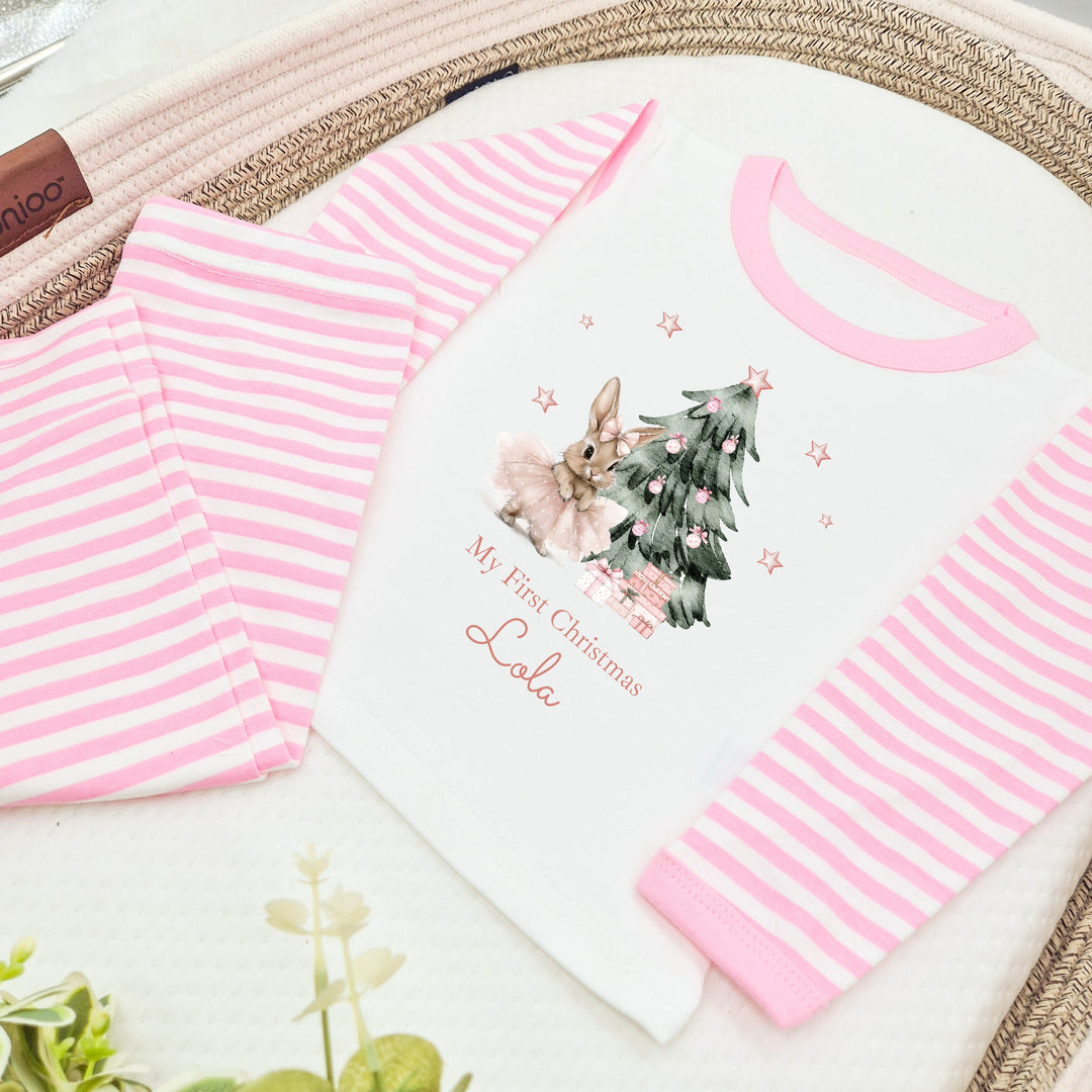 Personalised Pink Ballerina Bunny Christmas Pyjamas