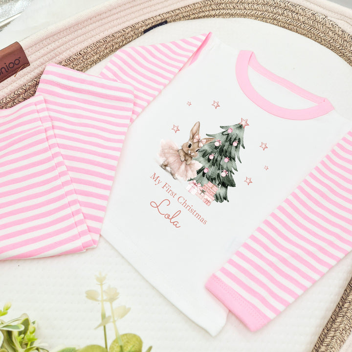 Personalised Pink Ballerina Bunny Christmas Pyjamas