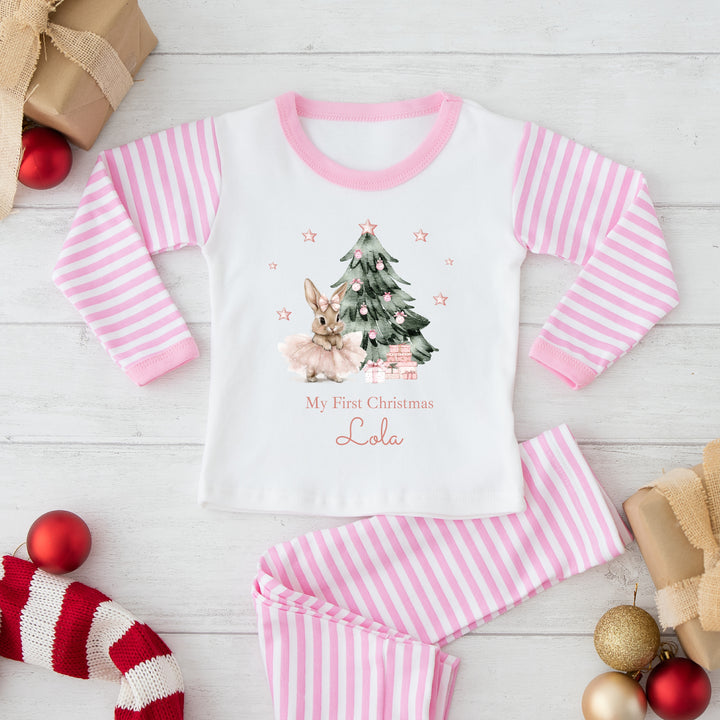Personalised Pink Ballerina Bunny Christmas Pyjamas