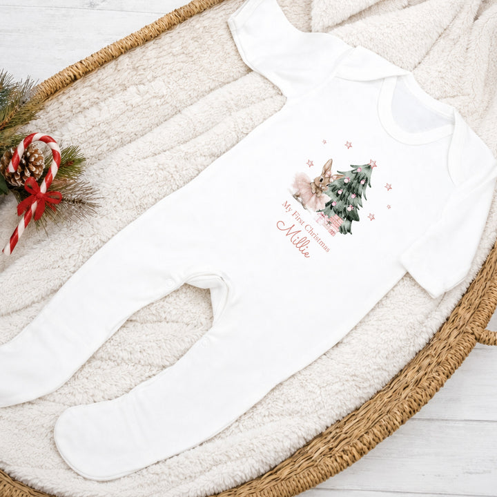 Personalised Ballerina Bunny My First Christmas Baby Grow, Vest Or Bib