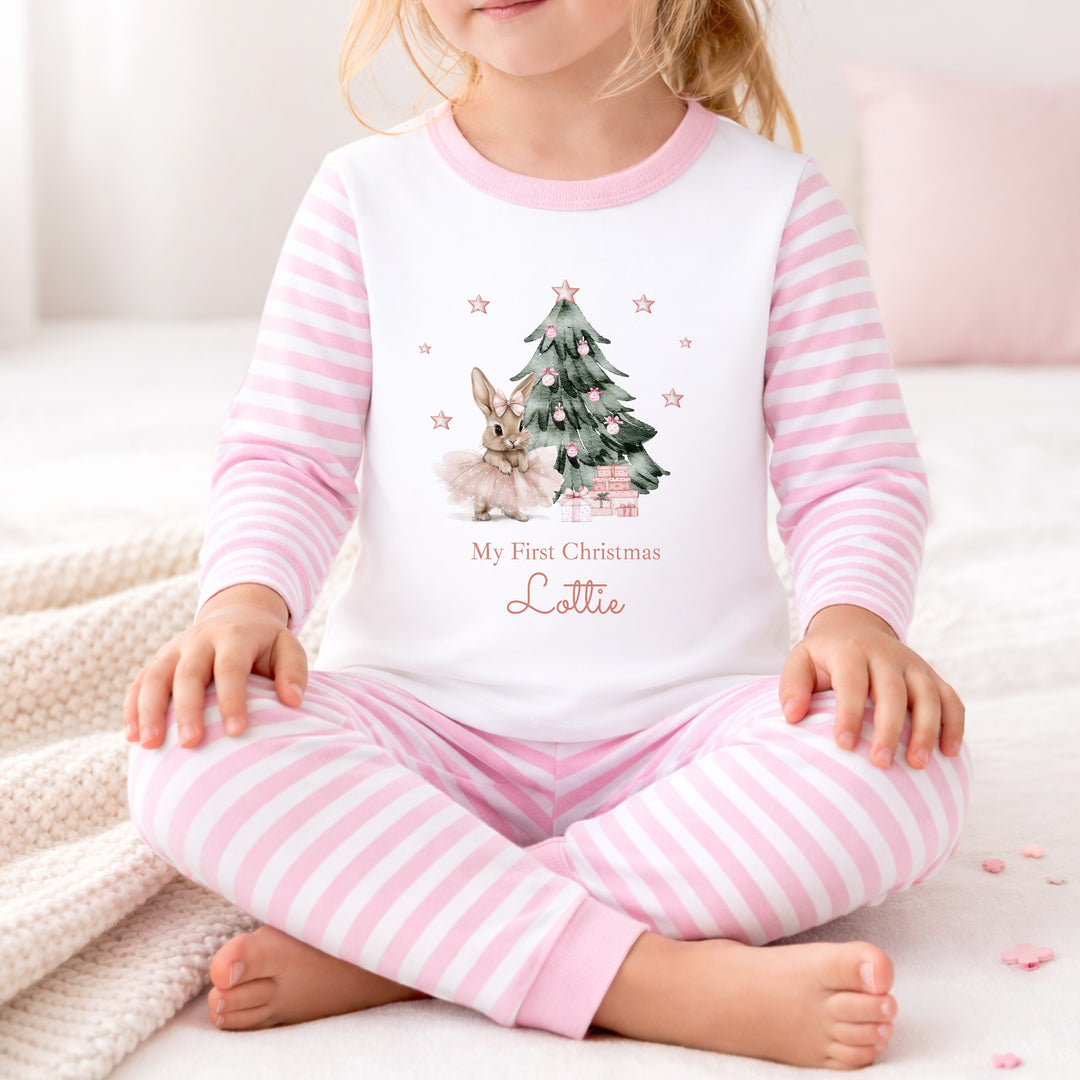 Personalised Pink Ballerina Bunny My First Christmas Pyjamas