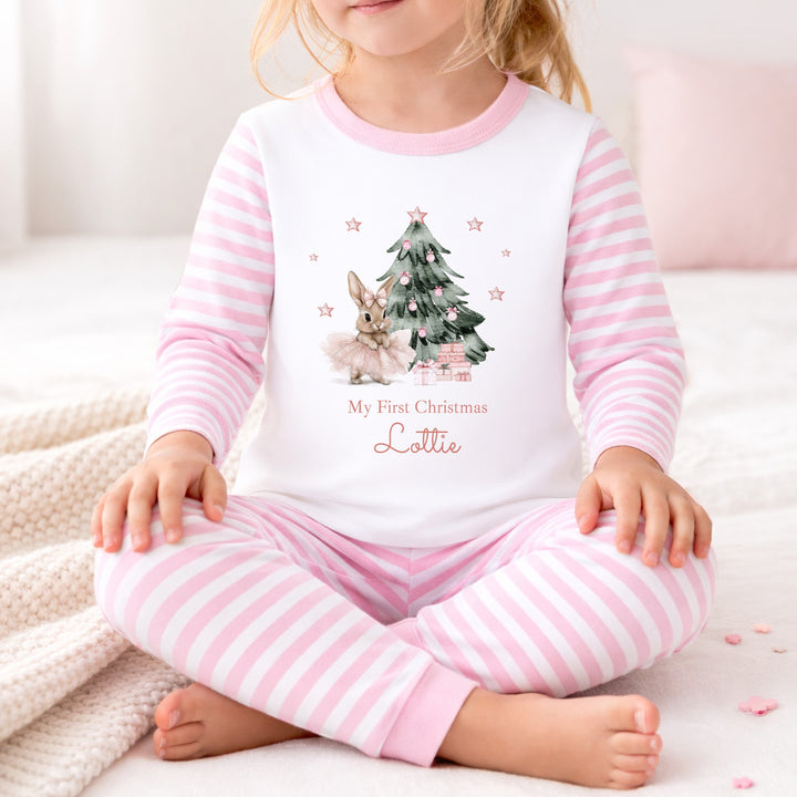 Personalised Pink Ballerina Bunny My First Christmas Pyjamas