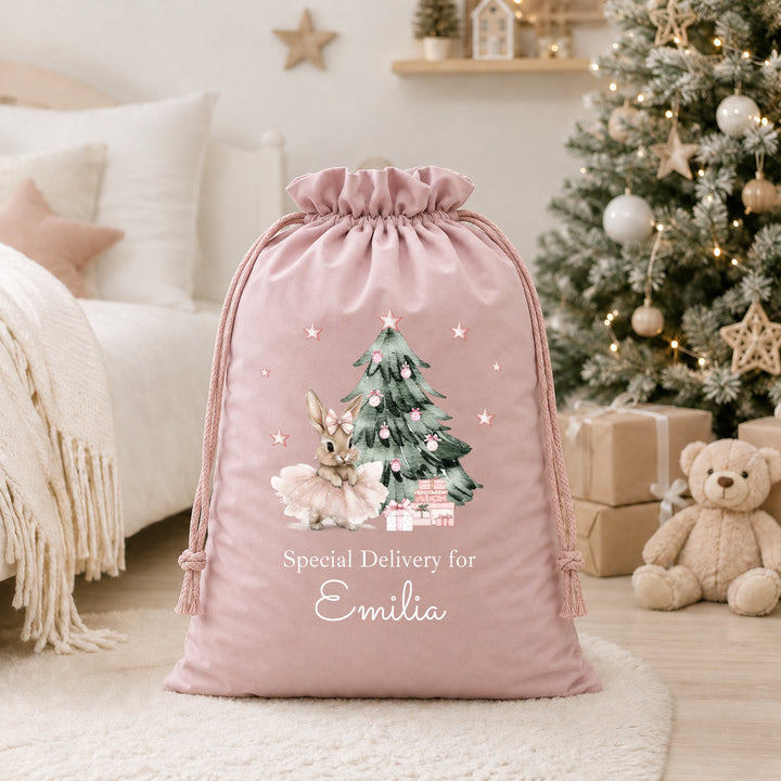 Personalised Ballerina Bunny My First Christmas Stocking or Santa Sack