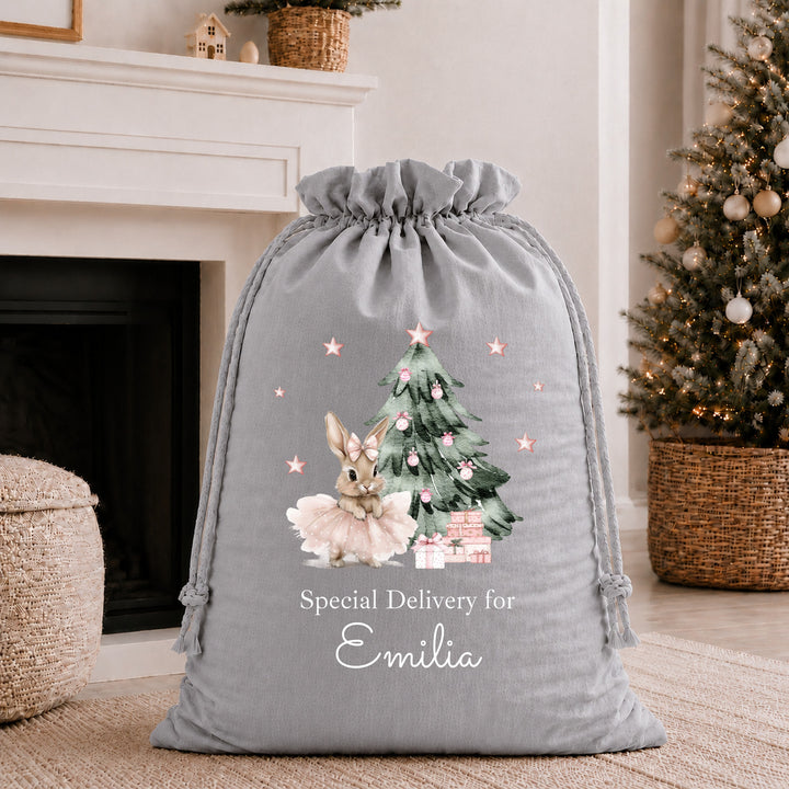 Personalised Ballerina Bunny My First Christmas Stocking or Santa Sack