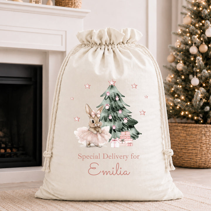 Personalised Ballerina Bunny My First Christmas Stocking or Santa Sack
