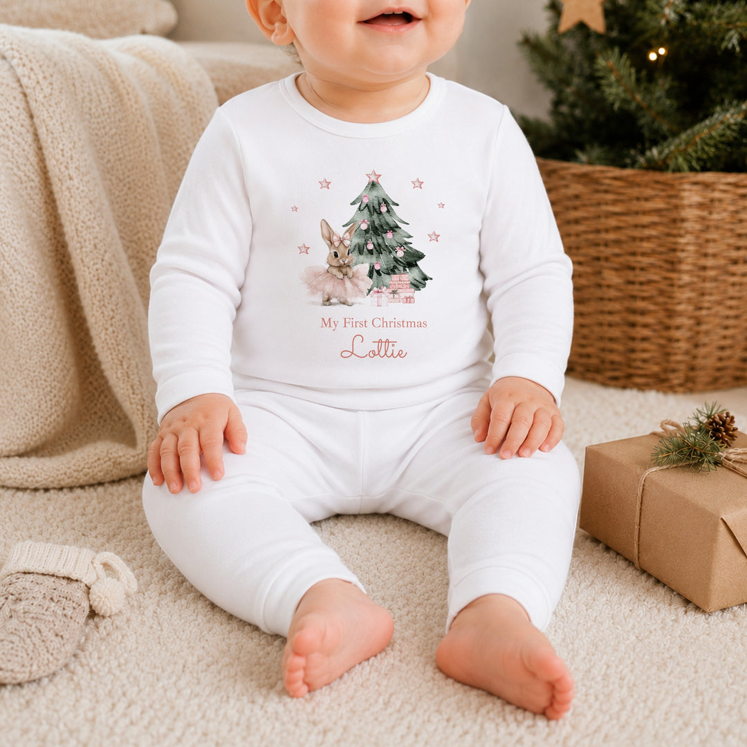 Personalised Pink Ballerina Bunny My First Christmas Pyjamas