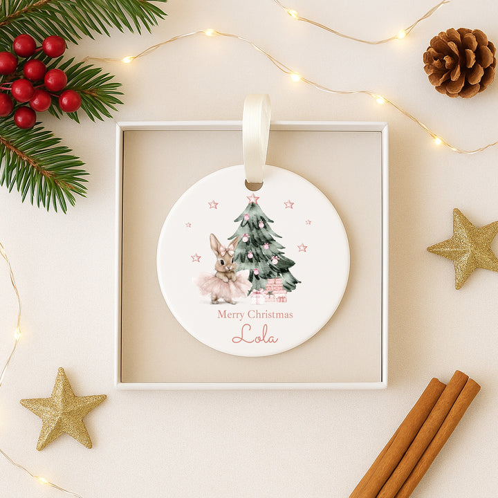 Personalised Ballerina Bunny Christmas Bauble