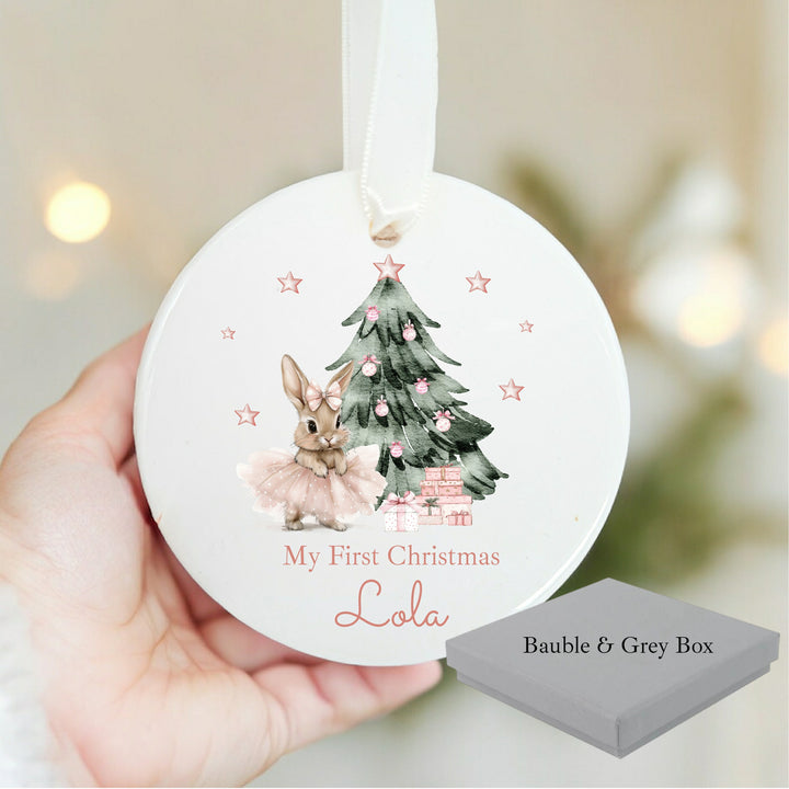 Personalised Ballerina Bunny Christmas Bauble