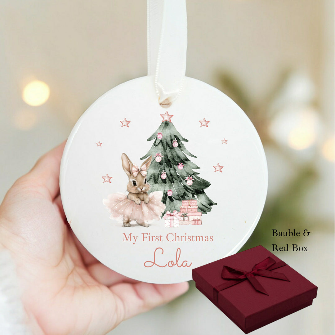 Personalised Ballerina Bunny Christmas Bauble