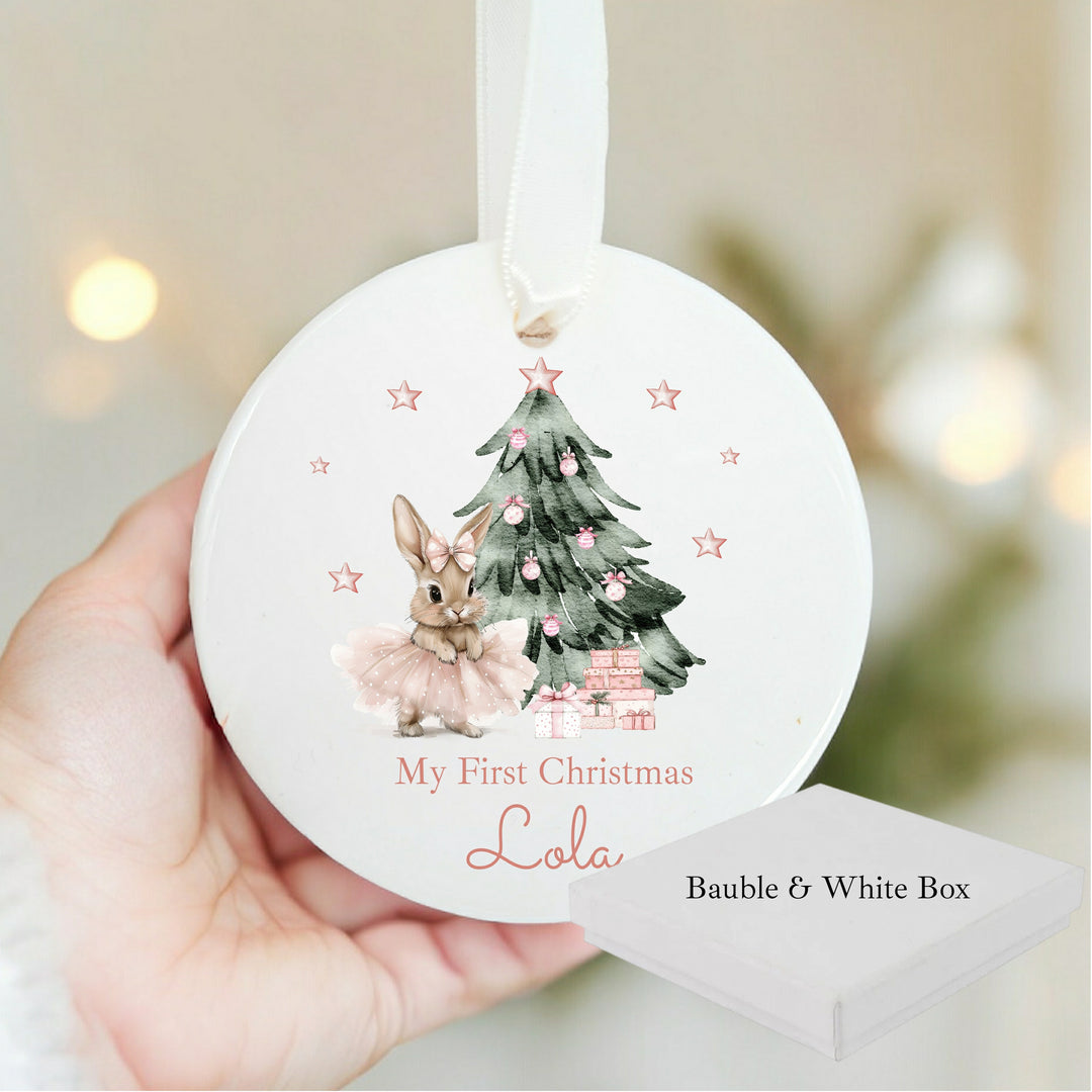 Personalised Ballerina Bunny Christmas Bauble