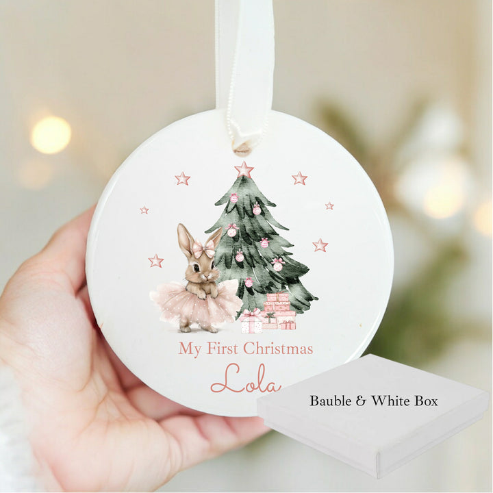 Personalised Ballerina Bunny Christmas Bauble
