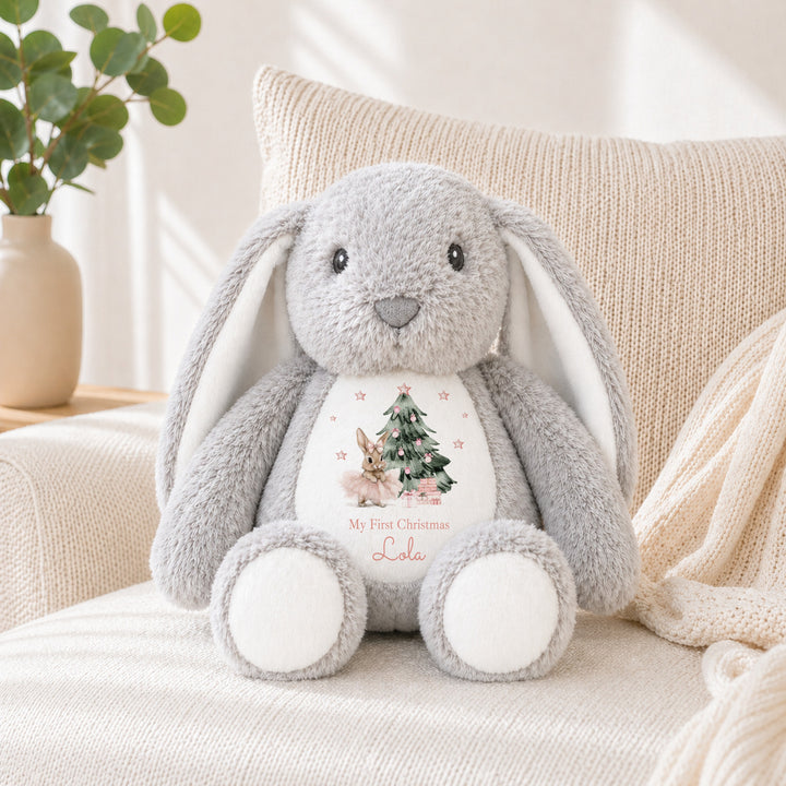 Personalised Pink Ballerina Bunny My First Christmas Soft Toy
