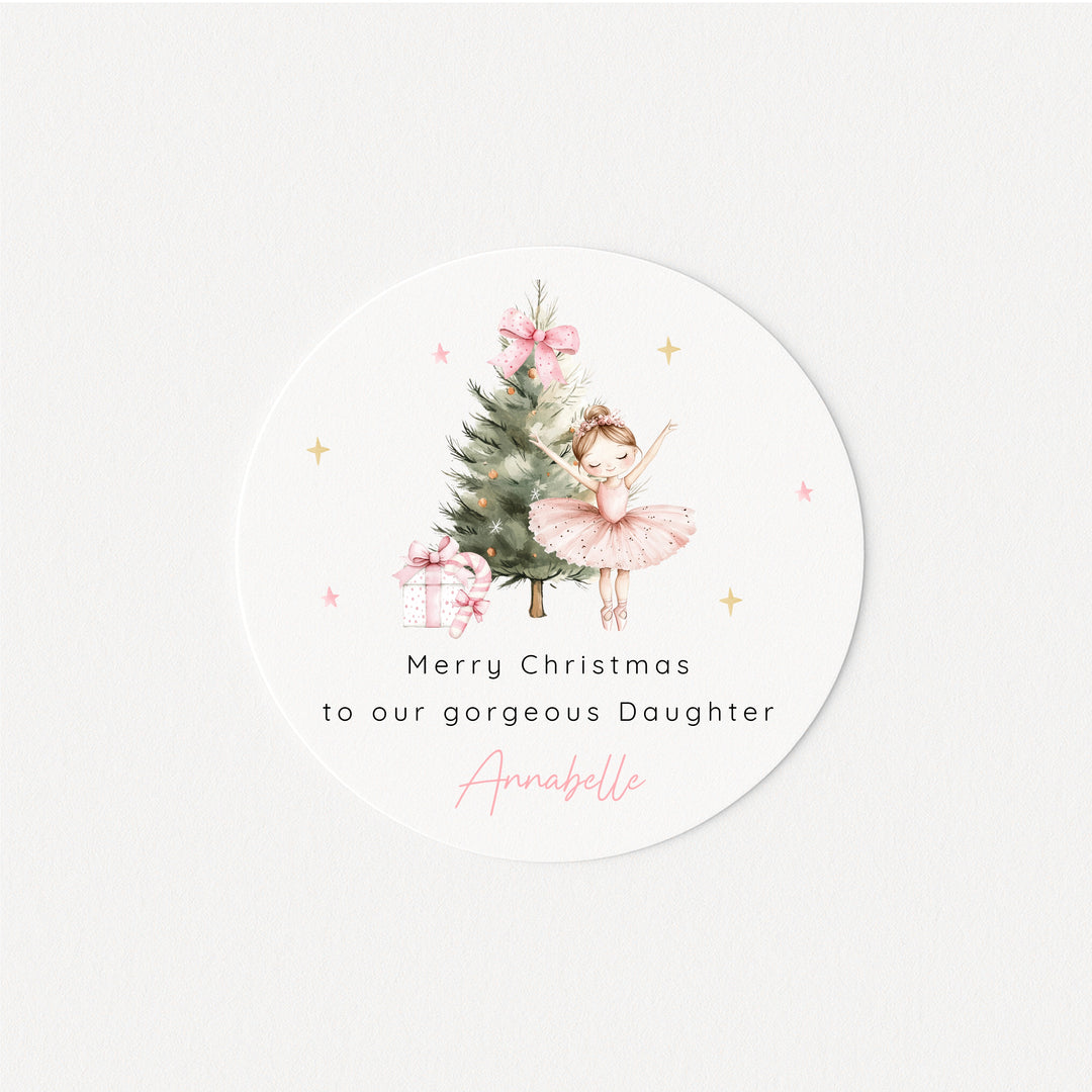 Personalised Pink Ballerina Christmas Stickers