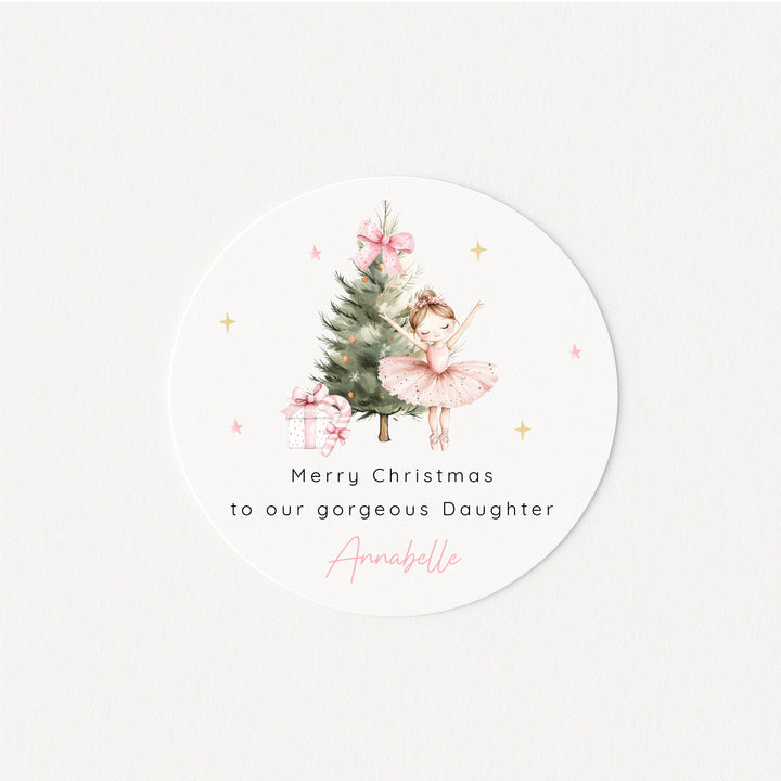 Personalised Pink Ballerina Christmas Stickers