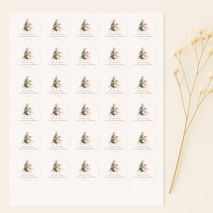 Personalised Pink Ballerina Christmas Stickers