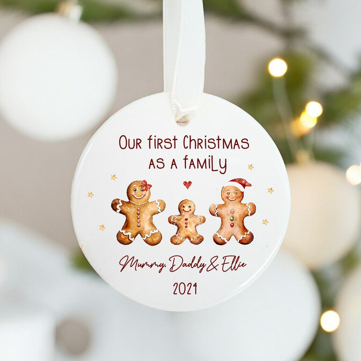 Personalised Our First Family Gingerbread Cermanic Ornament