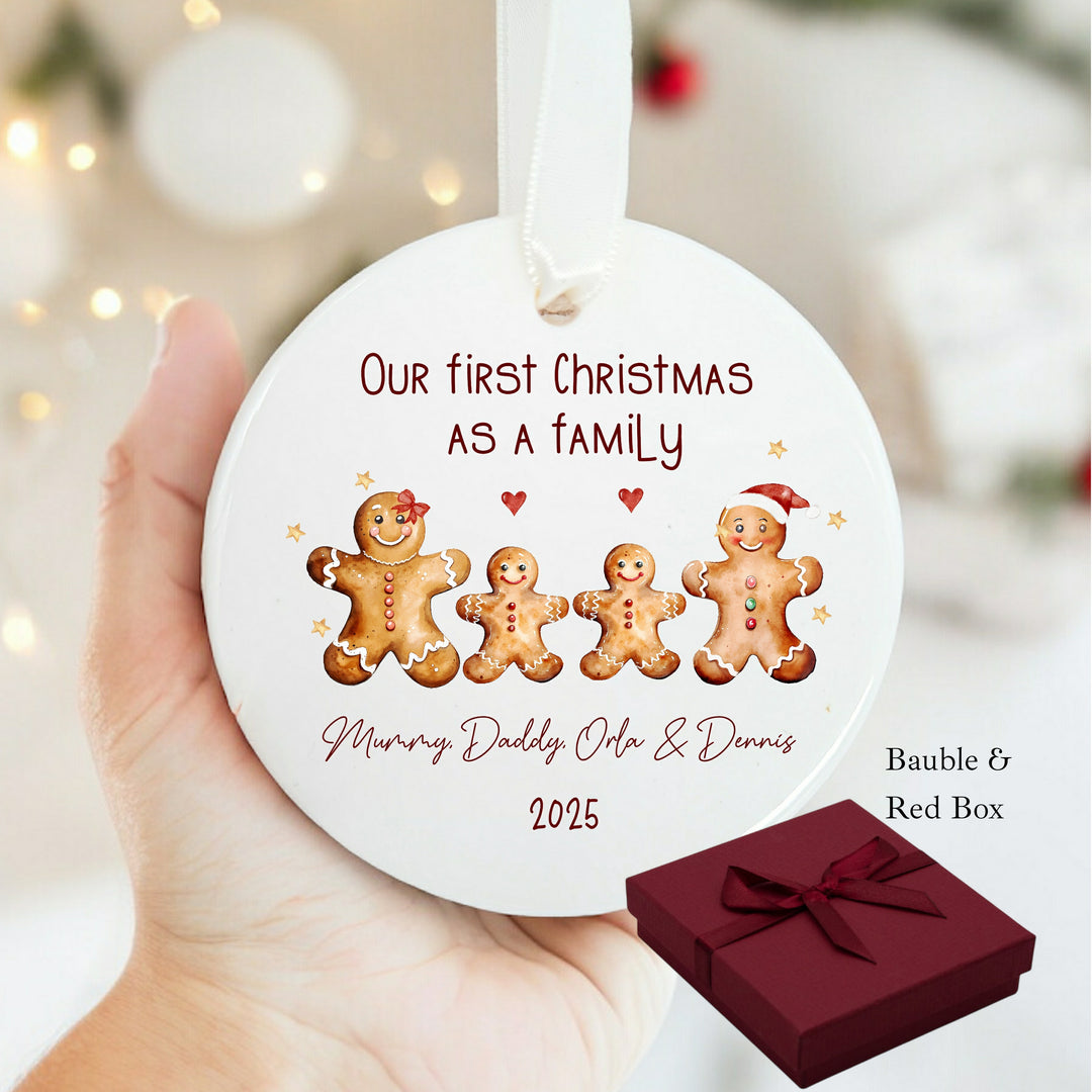 Personalised Our First Family Gingerbread Christmas Bauble