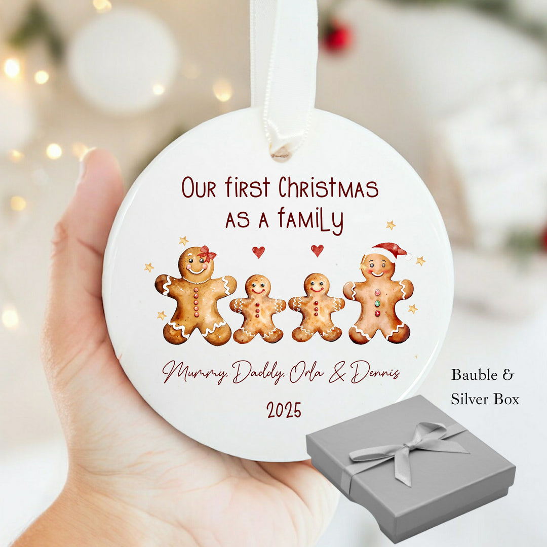 Personalised Our First Family Gingerbread Christmas Bauble