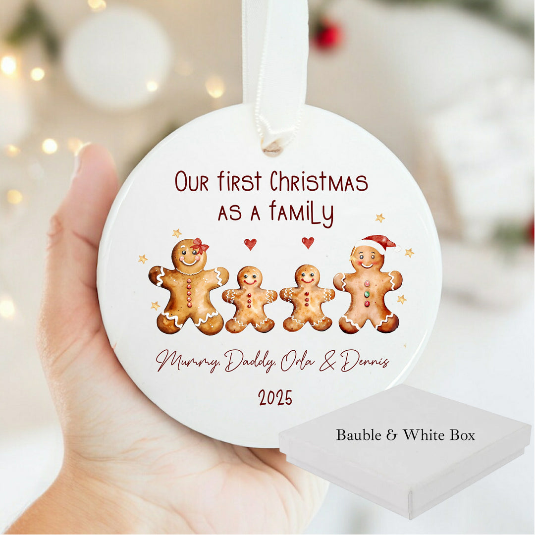 Personalised Our First Family Gingerbread Christmas Bauble