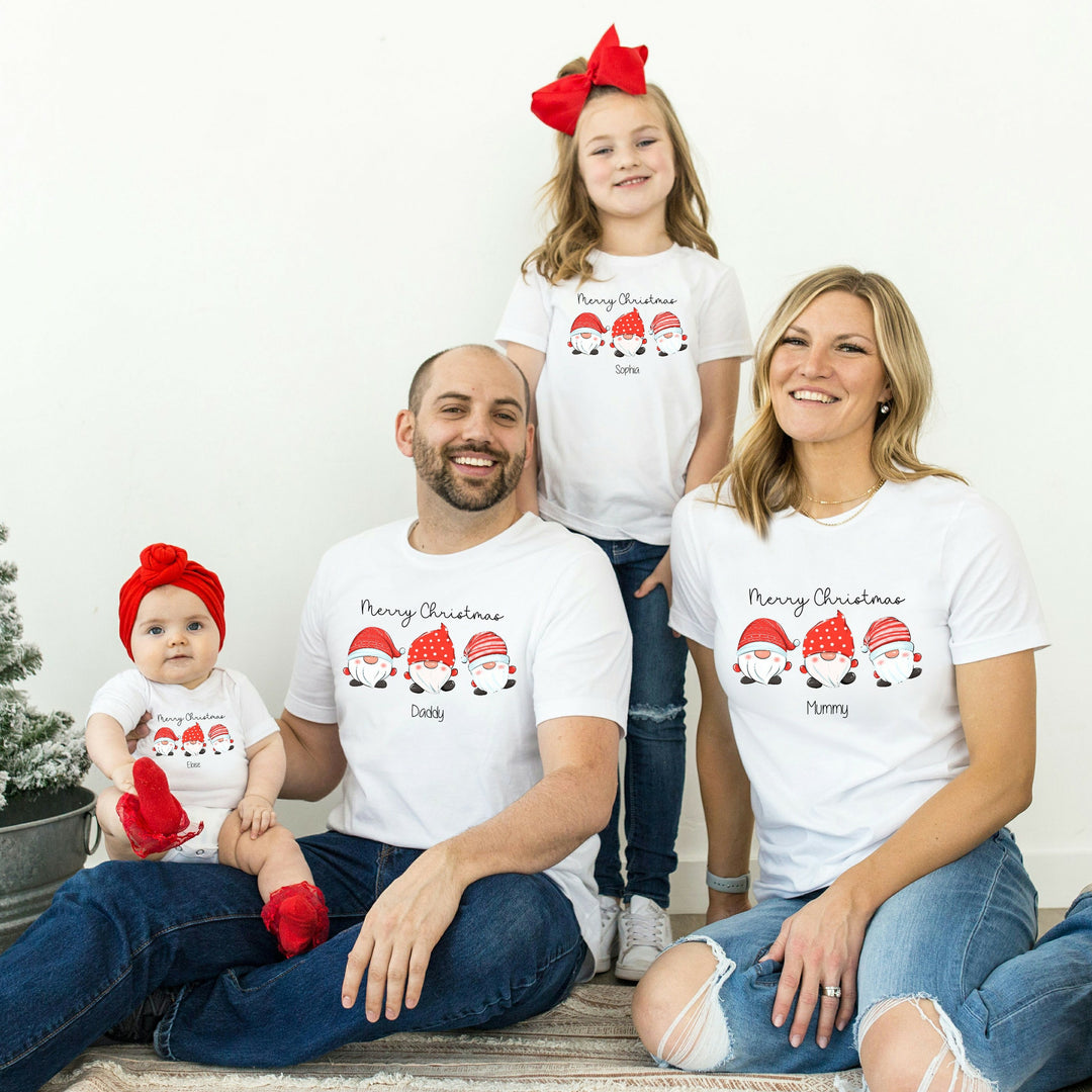 Merry Christmas Gonk Family Personalised Matching T-Shirt