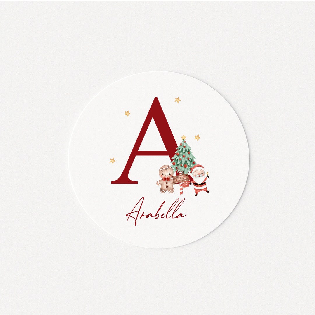Personalised Santa Scene Initial Christmas Stickers
