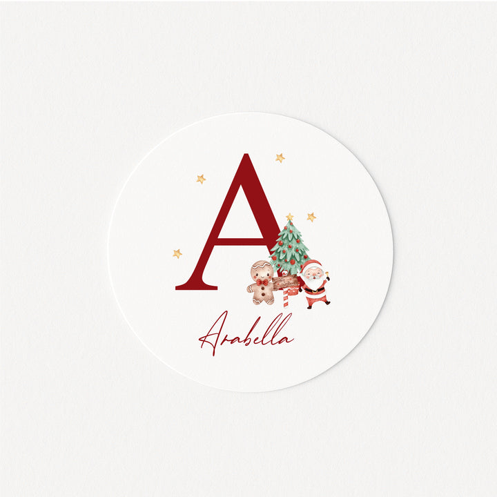 Personalised Santa Scene Initial Christmas Stickers