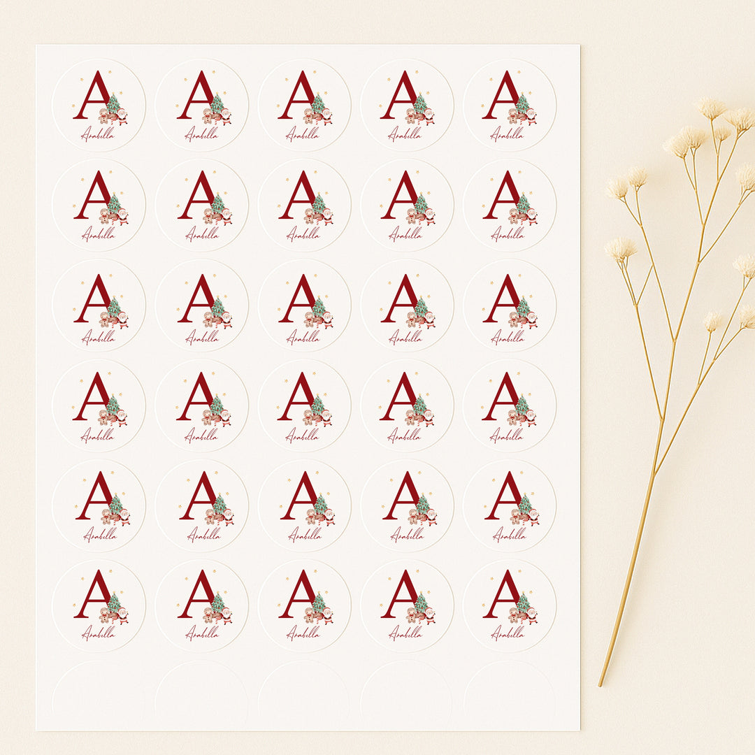Personalised Santa Scene Initial Christmas Stickers