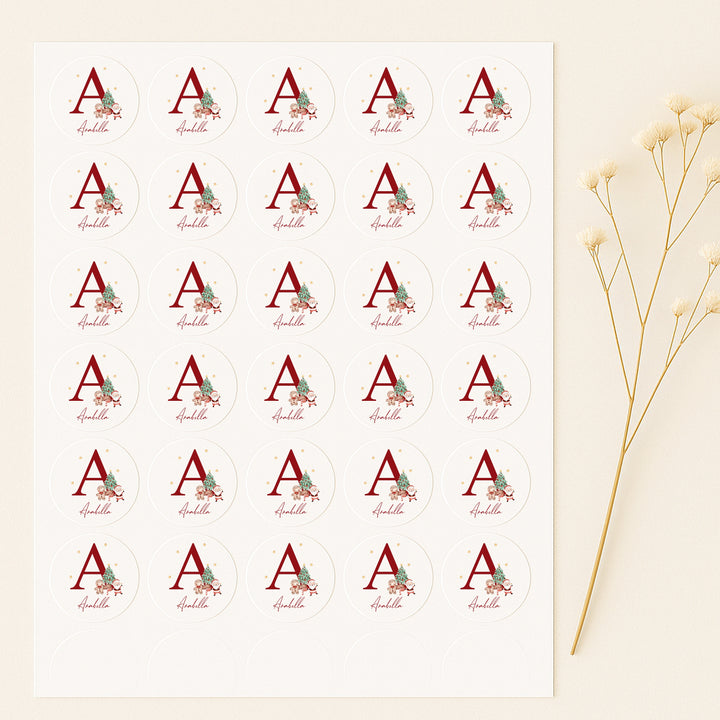 Personalised Santa Scene Initial Christmas Stickers