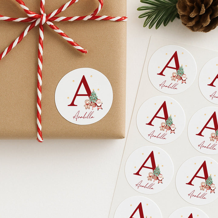 Personalised Santa Scene Initial Christmas Stickers
