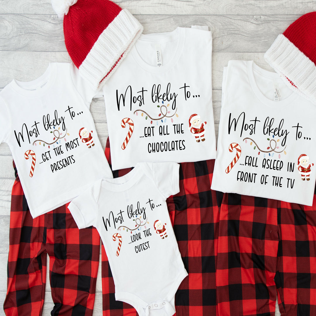 Most likely to... Personalised Christmas Family Matching T-Shirt
