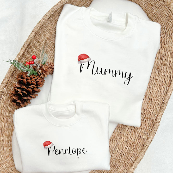 Personalised Name with Santa Hat Sweatshirt/Babygrow