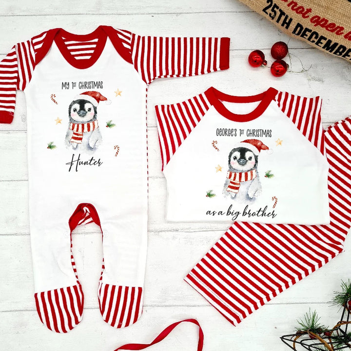 My First Christmas Penguin Matching Sibling Outfit (Babygrow | Pyjamas | Vest) 2023