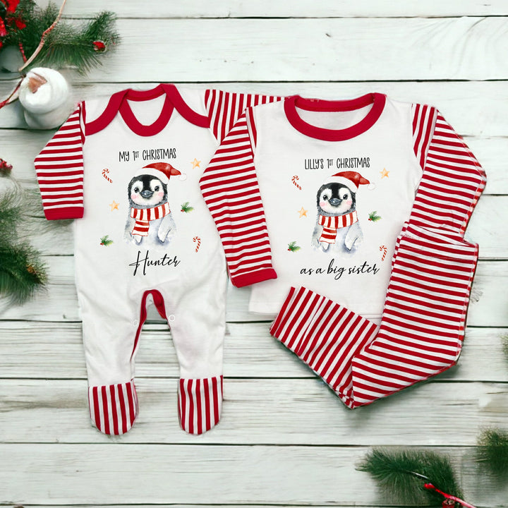 My First Christmas Penguin Matching Sibling Outfit