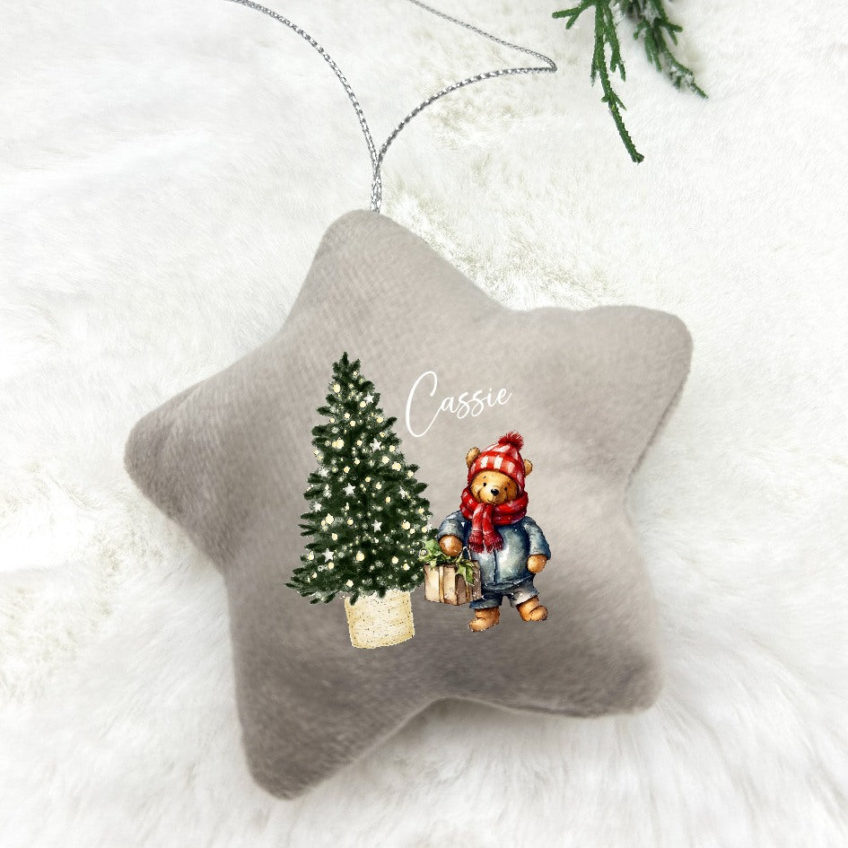 Personalised Classic Winnie the Pooh Star Ornament | Pink, Blue, Grey and White