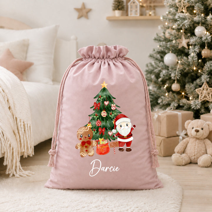 Personalised Santa Clause Scene Christmas Stocking or Santa Sack