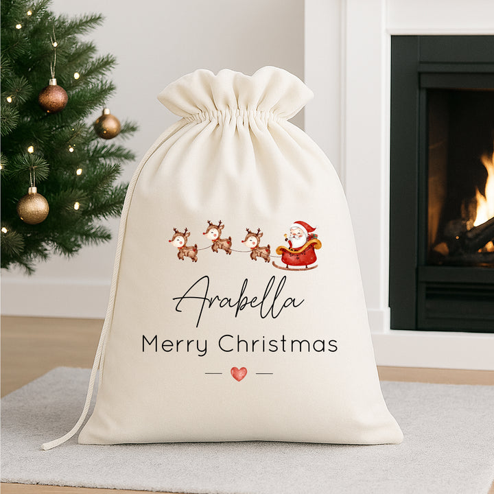 Personalised Merry Christmas Santa Sleigh Sack