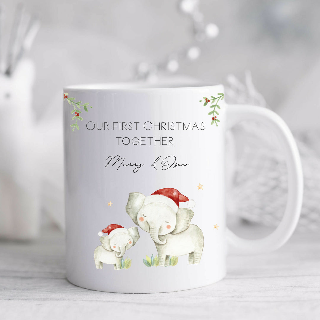 Personalised Our First Christmas Together Elephant Mug