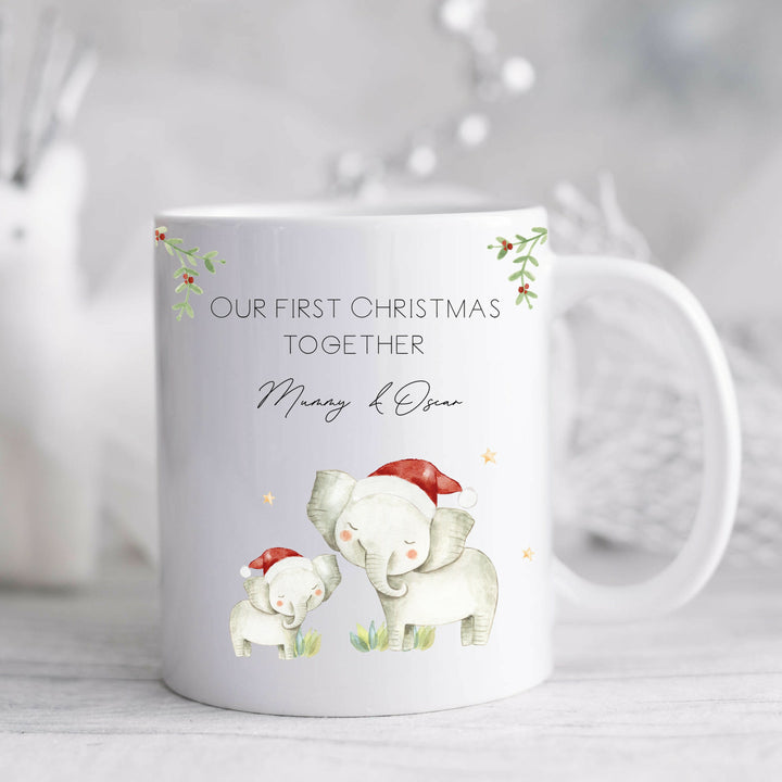 Personalised Elephant Our First Christmas Together Mug